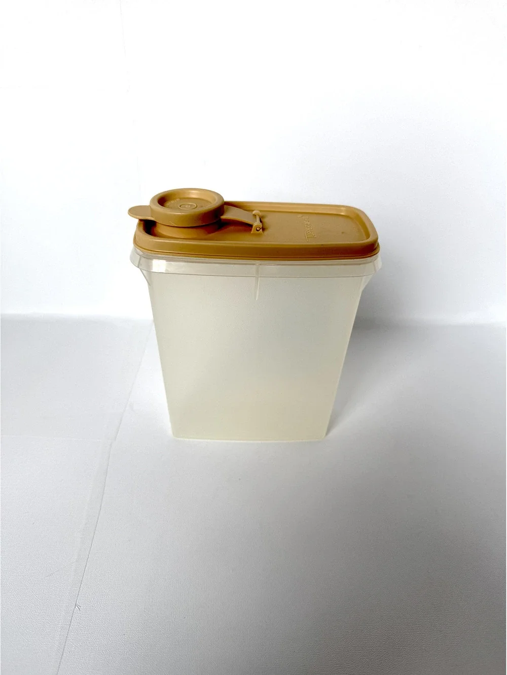 Plastic Storage Container with Pour Spout Lid in Beige and Cream